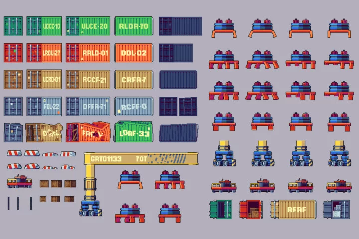 Free Seaport Tileset 32×32 Pixel Art for Platformer