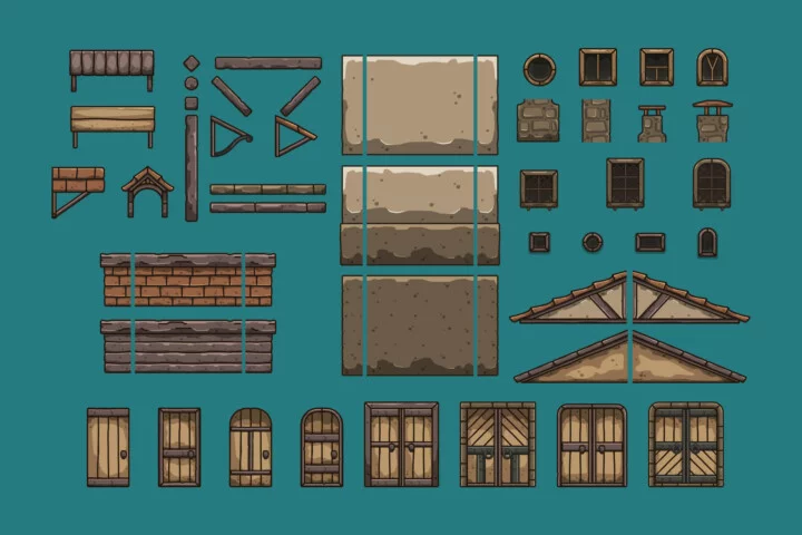 Medieval Mercenary Guild Cartoon 2D Tileset