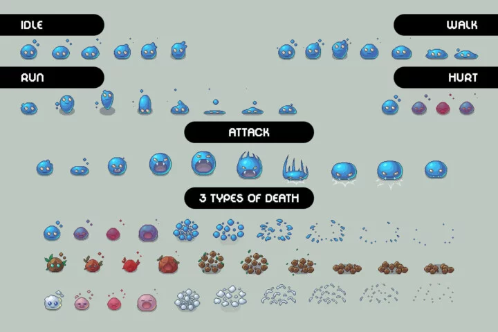 Slime Boss Pixel Art 2D Sprite for Roguelike Games