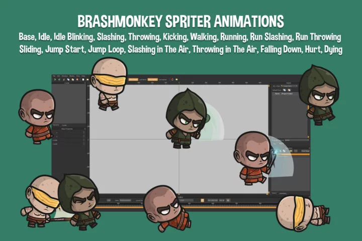 Chibi Spiritual Monk Character Sprites