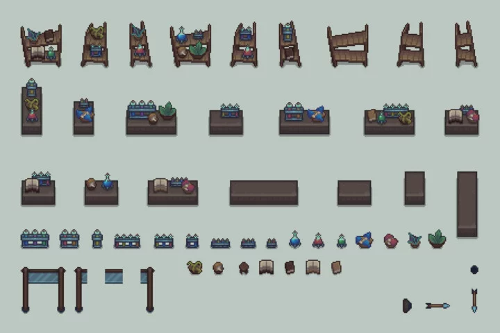 Free Pixel Dungeon Props and Objects Asset Pack