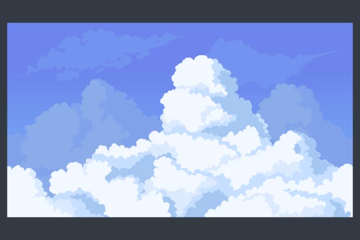 Free Pixel Sky with Parallax Clouds for 2D Games