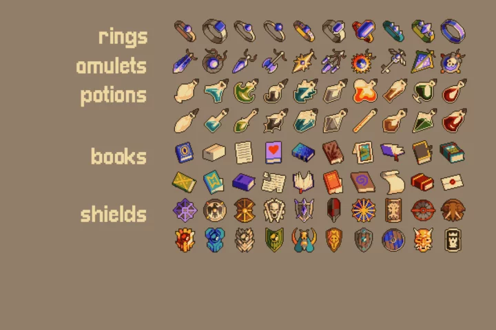 Pixel Art RPG Items 32×32 for Games
