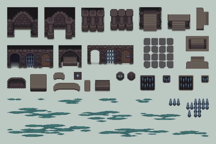 Top-Down Dungeon Pixel Tileset for RPG and Roguelike Game