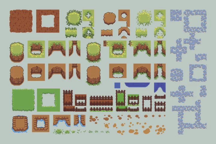 Top-Down Farm with Animals Pixel Art Asset Pack