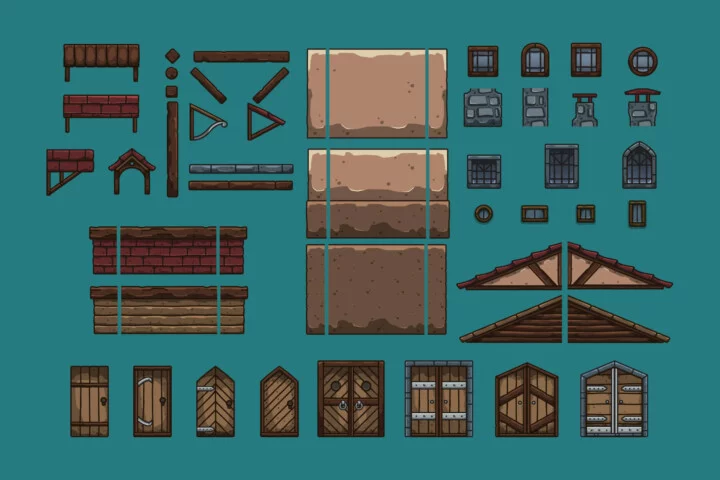 Cartoon Medieval Butcher Stall – 2D Tileset