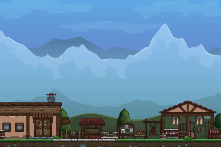 Cartoon Medieval Butcher Stall – 2D Tileset