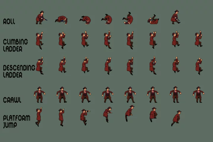 Gangster Pixel Character Sprite Sheets Pack 2