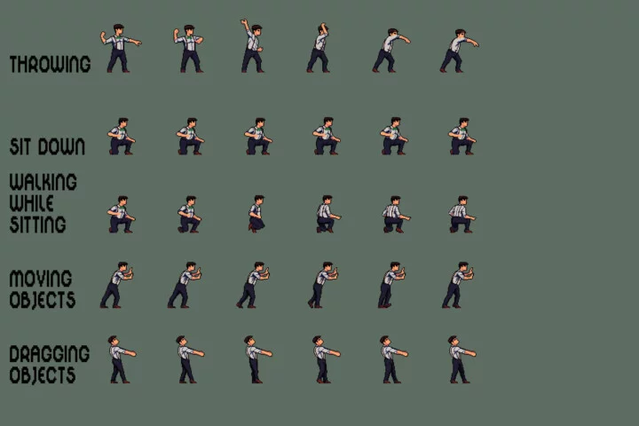 Gangster Pixel Character Sprite Sheets Pack 2