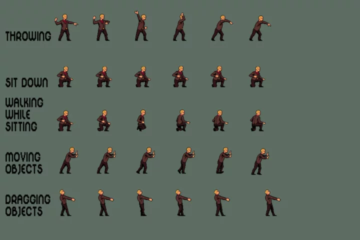 Gangster Pixel Character Sprite Sheets Pack 2