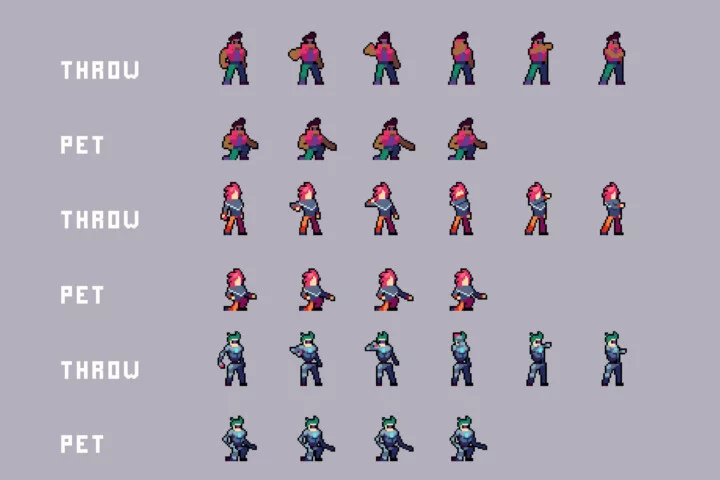 Pet Companions Pixel Sprite Pack for Cyberpunk Game