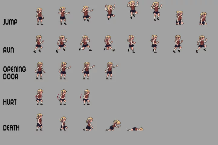 Schoolgirls Anime Character Pixel Sprite Pack 2