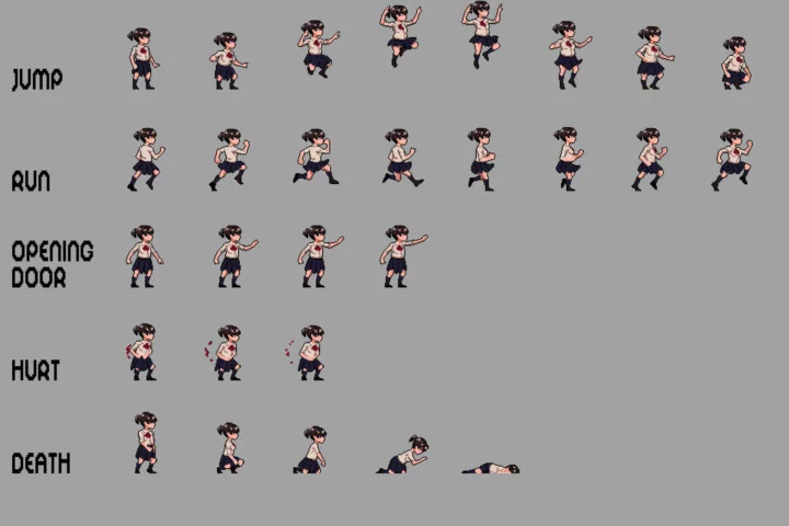Schoolgirls Anime Character Pixel Sprite Pack 2
