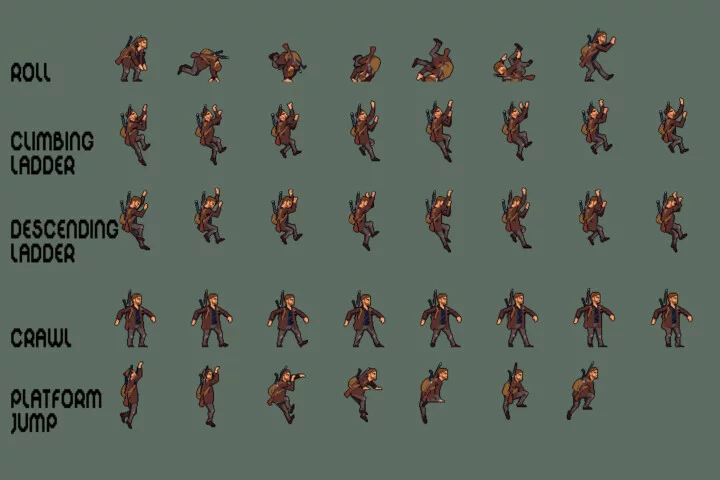 Survival Pixel Character Animated Sprite Sheet Pack 2