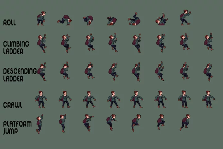 Survival Pixel Character Animated Sprite Sheet Pack 2