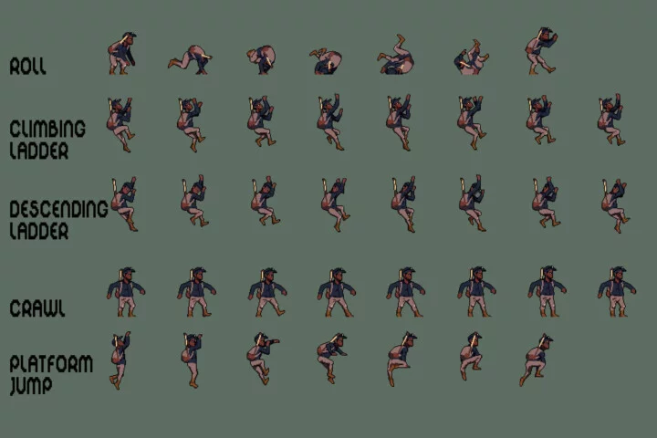 Survival Pixel Character Animated Sprite Sheet Pack 2