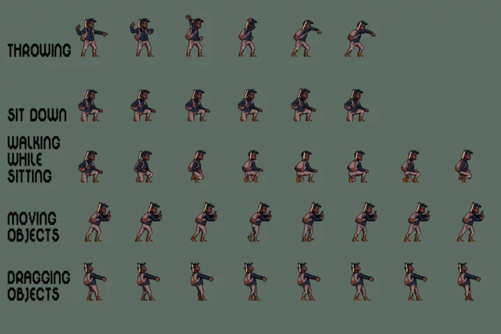 Survival Pixel Character Animated Sprite Sheet Pack 2