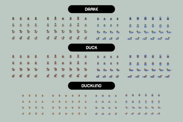 Top-Down Village Farm Animals Sprite Sheet