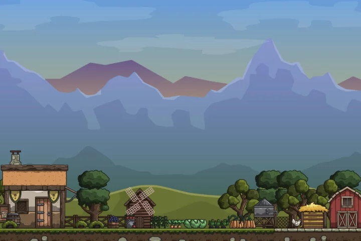 Cartoon Medieval Farm 2D Tileset for Platformer