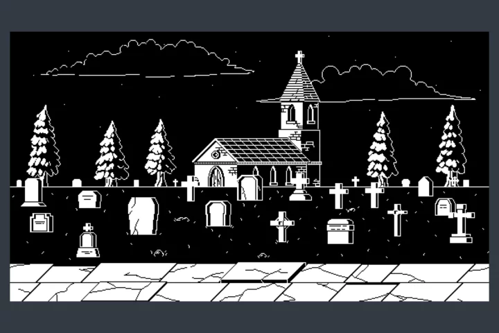 Free 1-bit Graveyard Pixel Art Backgrounds