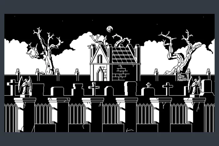 Free 1-bit Graveyard Pixel Art Backgrounds