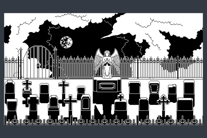 Free 1-bit Graveyard Pixel Art Backgrounds