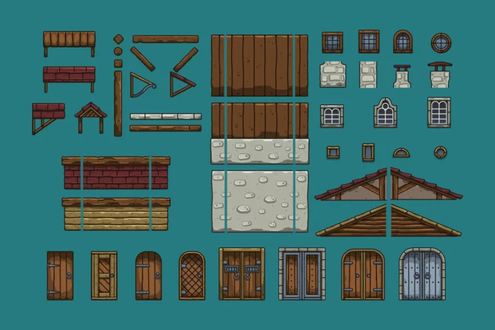 Free Cartoon Medieval Glassmaker Workshop Game Tileset