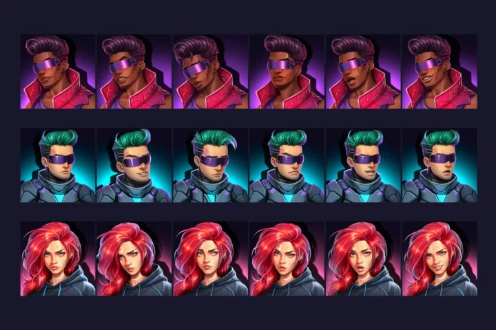 Free Cyberpunk Avatar Emotes 512×512 Icons