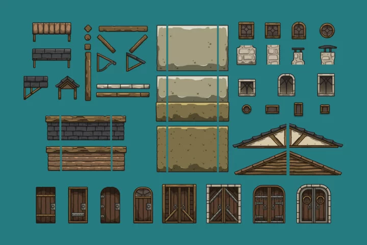 Free Medieval Field Work 2D Tileset for Platformer