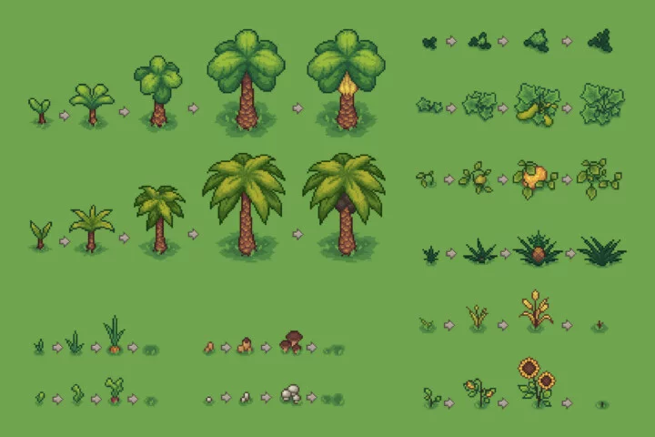 Free Pixel Art Plants for Farm