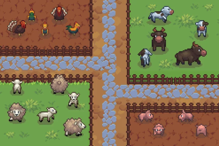 Free Top-Down Animals Farm Pixel Art Sprites