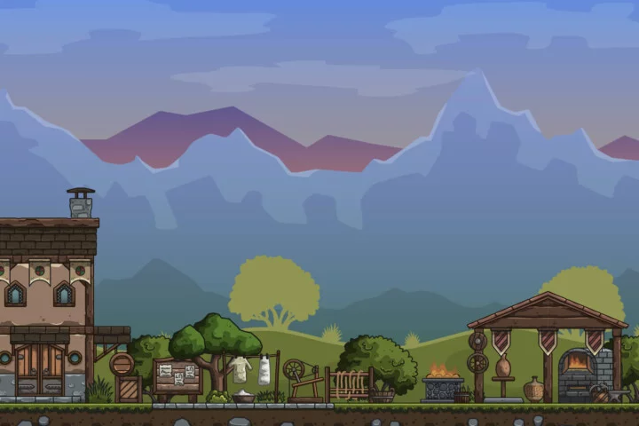 Medieval Workshop Workers 2D Tileset for Platformers