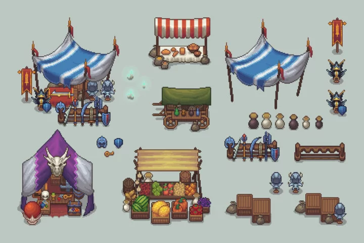 Pixel Art Market Square – RPG Shop and NPC Assets Pack