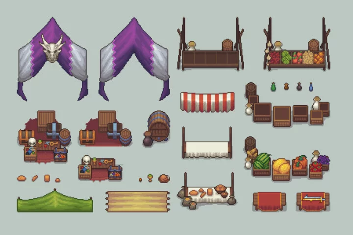 Pixel Art Market Square – RPG Shop and NPC Assets Pack