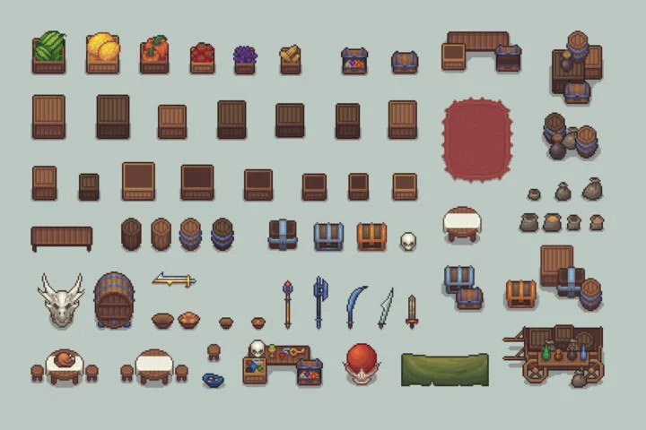 Pixel Art Market Square – RPG Shop and NPC Assets Pack