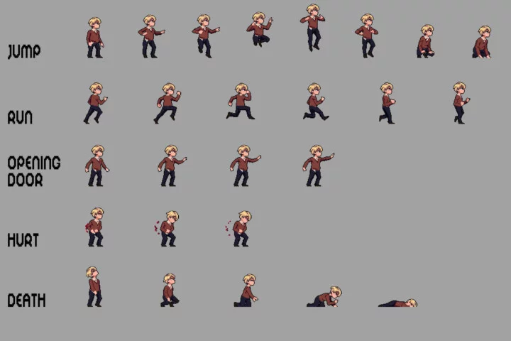 Anime Schoolboys Pixel Art Character Sprite Sheet Pack 2