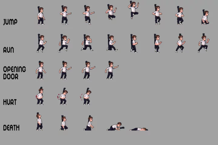 Anime Schoolboys Pixel Art Character Sprite Sheet Pack 2