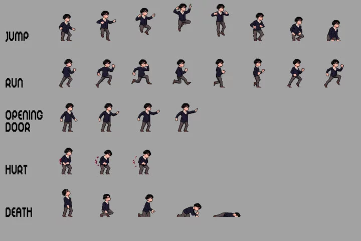 Anime Schoolboys Pixel Art Character Sprite Sheet Pack 2
