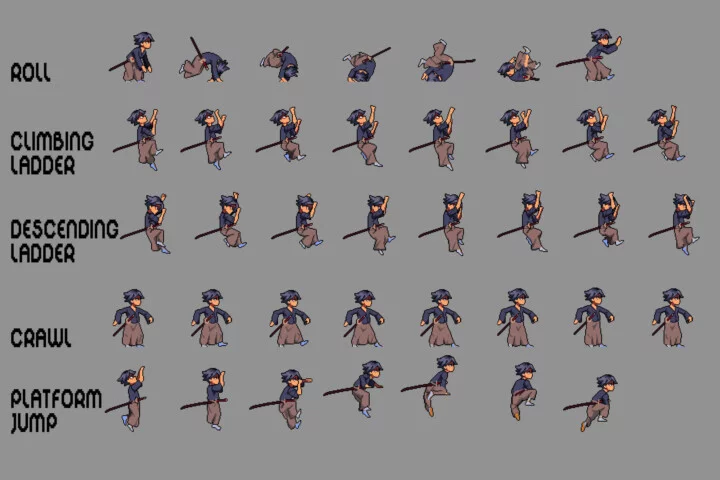 Anime Warrior Sprite Sheet Pixel Art Pack 2
