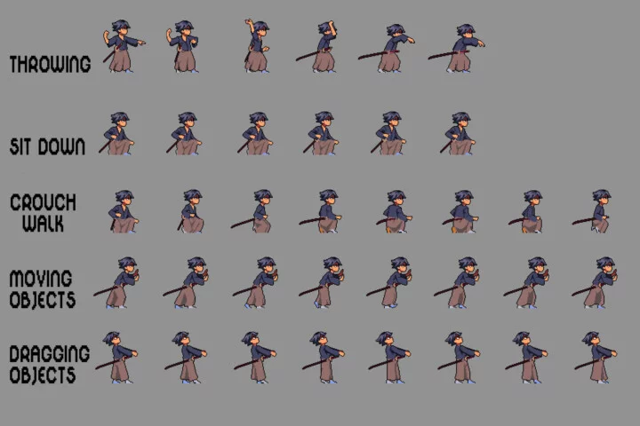 Anime Warrior Sprite Sheet Pixel Art Pack 2