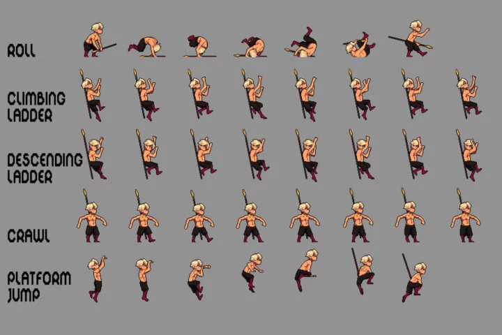 Anime Warrior Sprite Sheet Pixel Art Pack 2