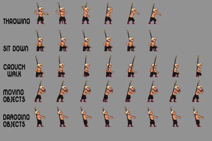 Anime Warrior Sprite Sheet Pixel Art Pack 2
