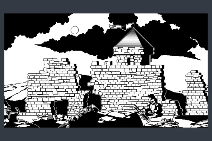 Fantasy Castle Ruins 1-bit Pixel Backgrounds