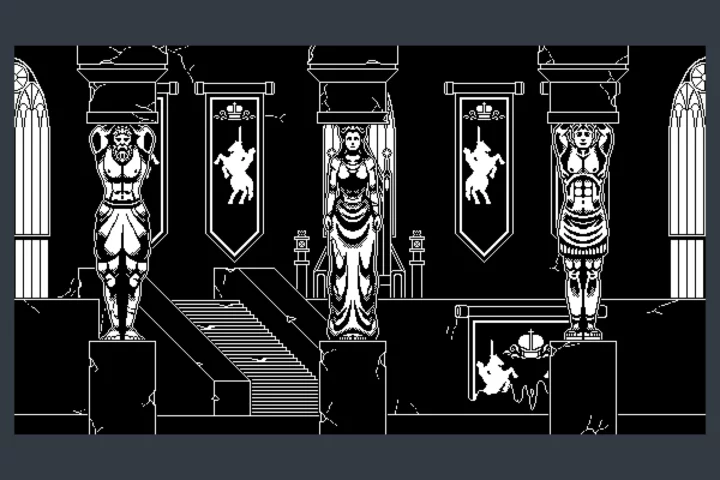 Fantasy Castle Ruins 1-bit Pixel Backgrounds