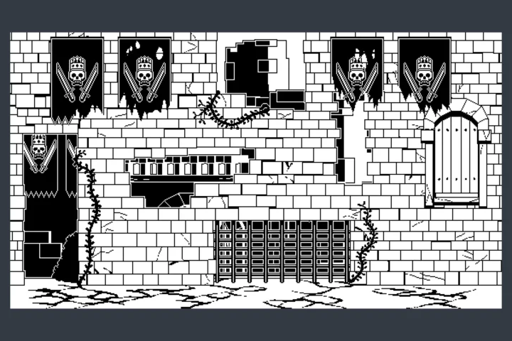 Fantasy Castle Ruins 1-bit Pixel Backgrounds