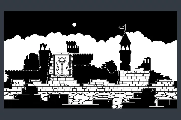Fantasy Castle Ruins 1-bit Pixel Backgrounds