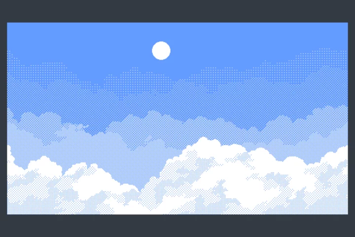 Free 1-bit Sky and Clouds Pixel Backgrounds