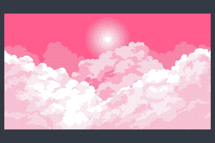 Free 1-bit Sky and Clouds Pixel Backgrounds