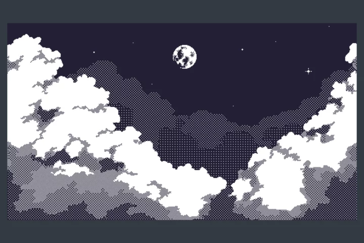 Free 1-bit Sky and Clouds Pixel Backgrounds