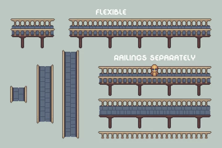 Free Bridges Top-Down Pixel Art Asset Pack